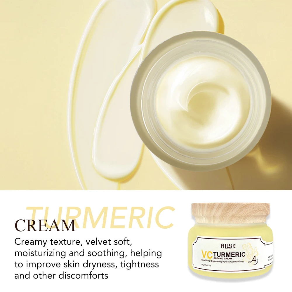 Sheromom's  AILKE Organic Turmeric Whitening Skin Care Set, with Vitamin C, Clean Skin, Reduce Acne, Hydrating and Firming for Women