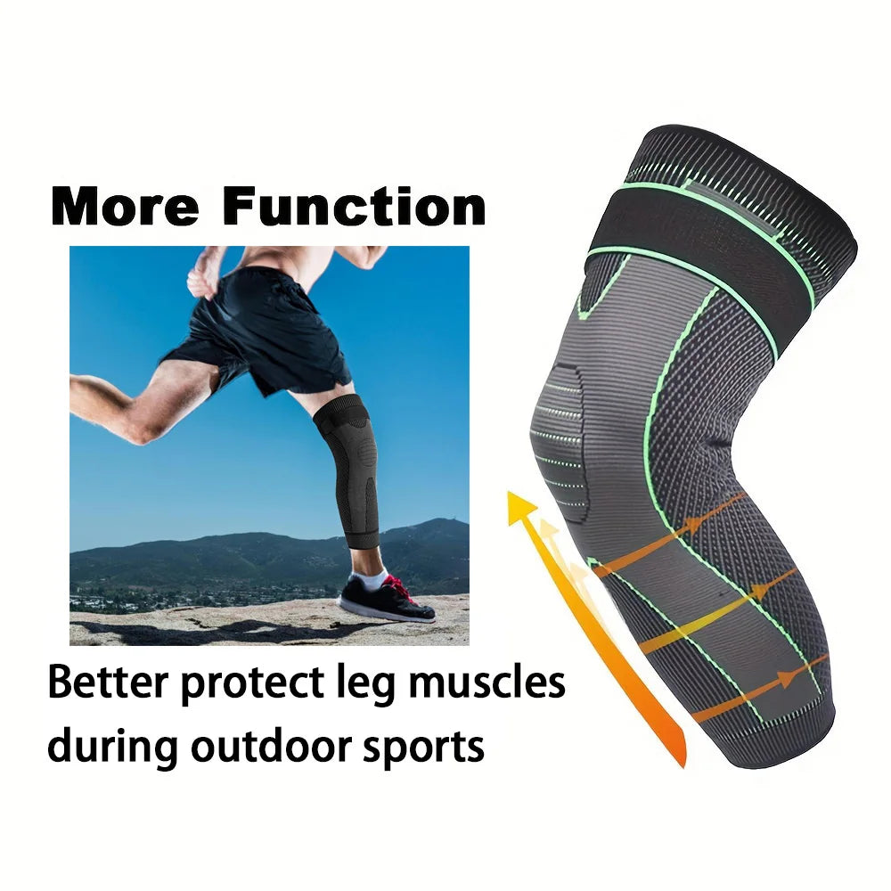 Sheromom's 1/2 Pcs Compression Knee Pads Support Lengthen Stripe Sport Sleeve Arthritis Joint Pain Protector Elastic Kneepad Brace