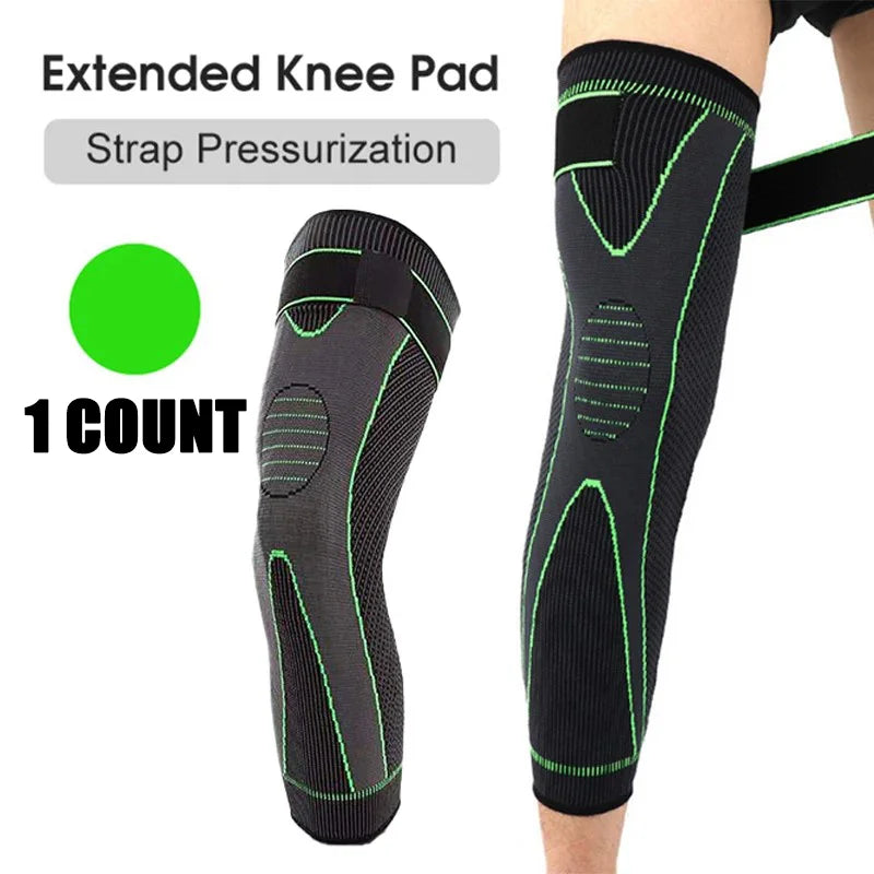 Sheromom's 1/2 Pcs Compression Knee Pads Support Lengthen Stripe Sport Sleeve Arthritis Joint Pain Protector Elastic Kneepad Brace
