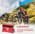 Sheromom's 110 Piece First Aid Kit Home Care Waterproof Compact Trauma Medical Kits for Emergencies Home Car Travel Outdoor Camping Hiking