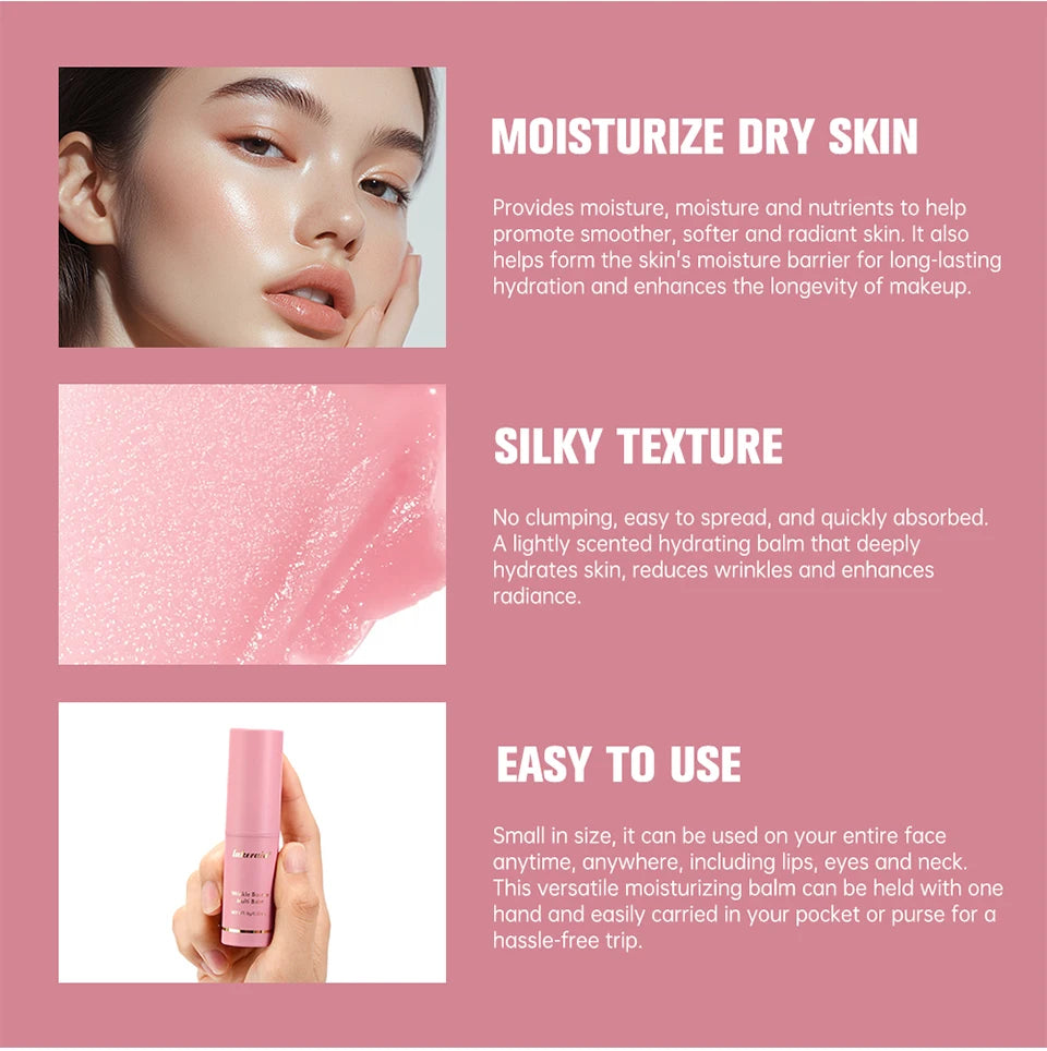 Sheromom's Korean Pink Hydrating Stick Extract Deep Hydrating Facial Skin Multi-functional Pink Balm Stick Skin Care Makeup Base Products