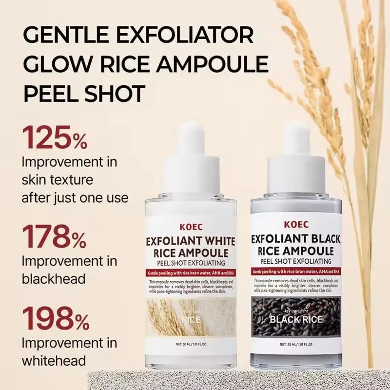 Sheromom's 30ml Korean White And Black Rice Exfoliating Hydrating Essence Brightening Remove Dead Skin Blackhead Soften Serum Skin Care