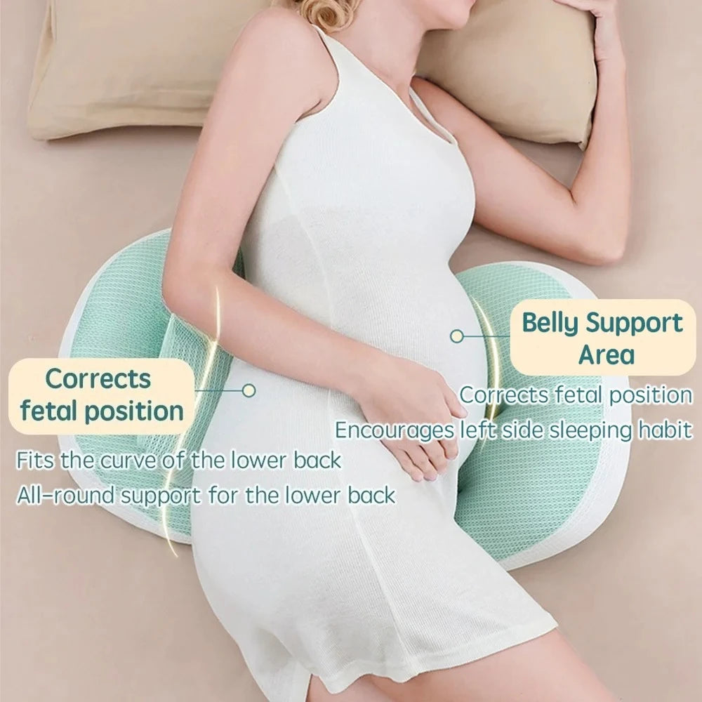 Sheromom's Pregnancy Pillow with 1pc Free an Auxiliary Pillow Cotton Waist Support Pillow for Pregnant Women Sleeping Body Pillow