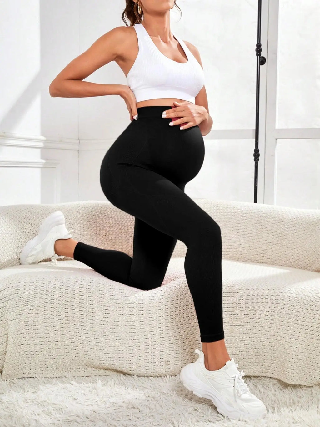 Sheromom's Women's Maternity Leggings Over the Belly Pregnancy Yoga Pants Active Wear Workout Leggings