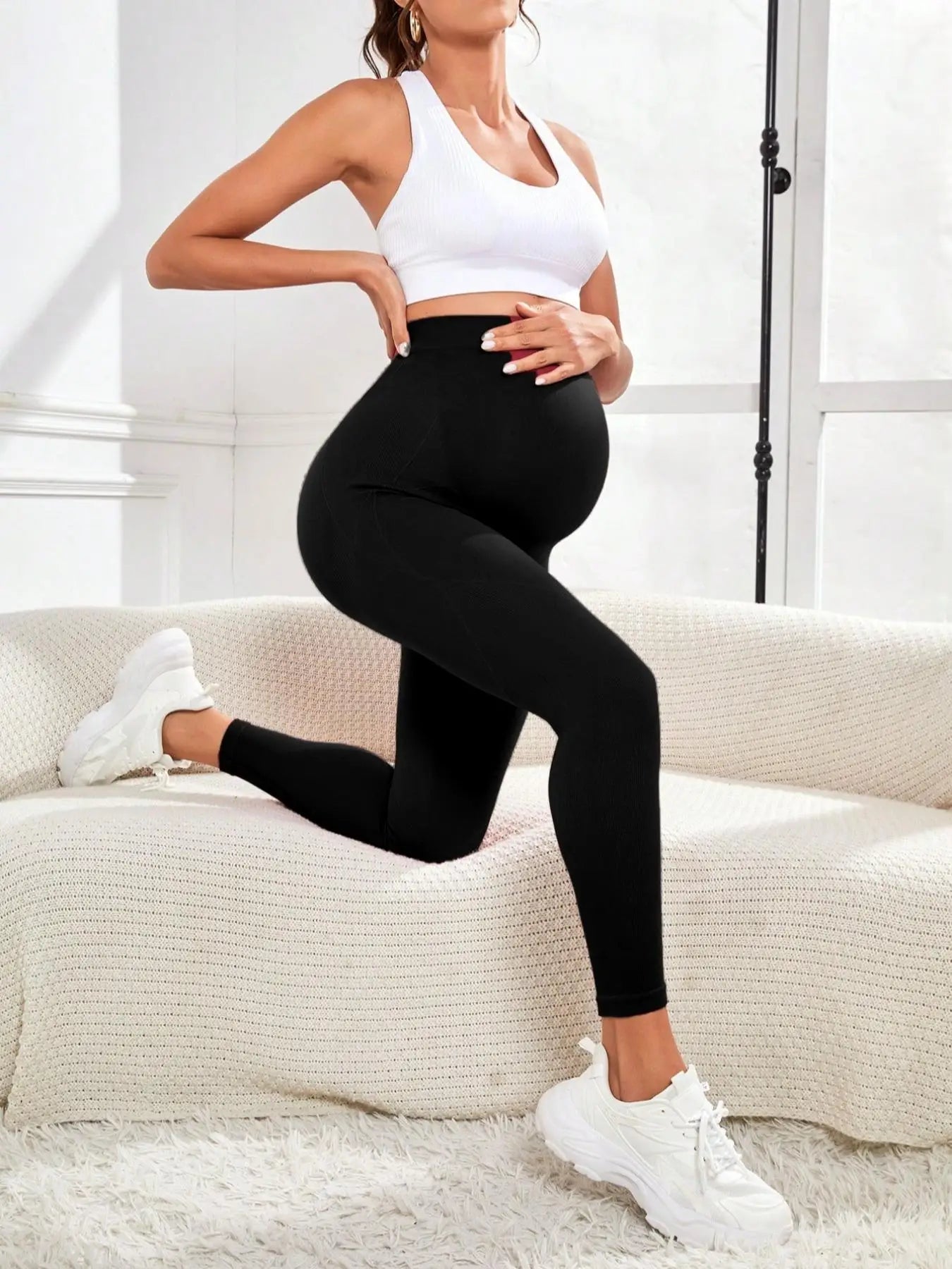 Sheromom's Women's Maternity Leggings Over the Belly Pregnancy Yoga Pants Active Wear Workout Leggings