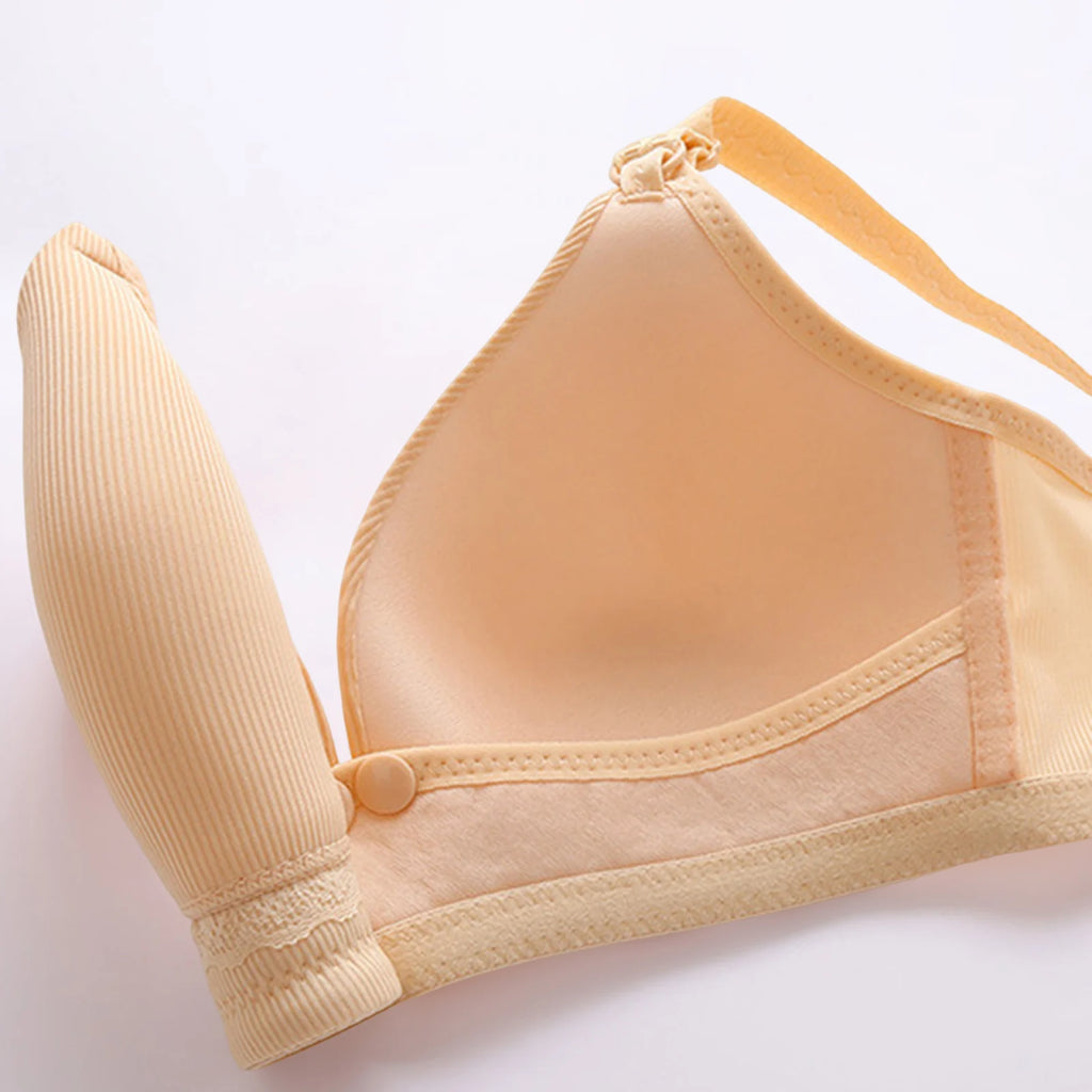 Postpartum Feeding Women Lingerie Practical Dusty Pink Ribbed Bra Maternity Nursing Front Closure Lightweight Push Up Underwear