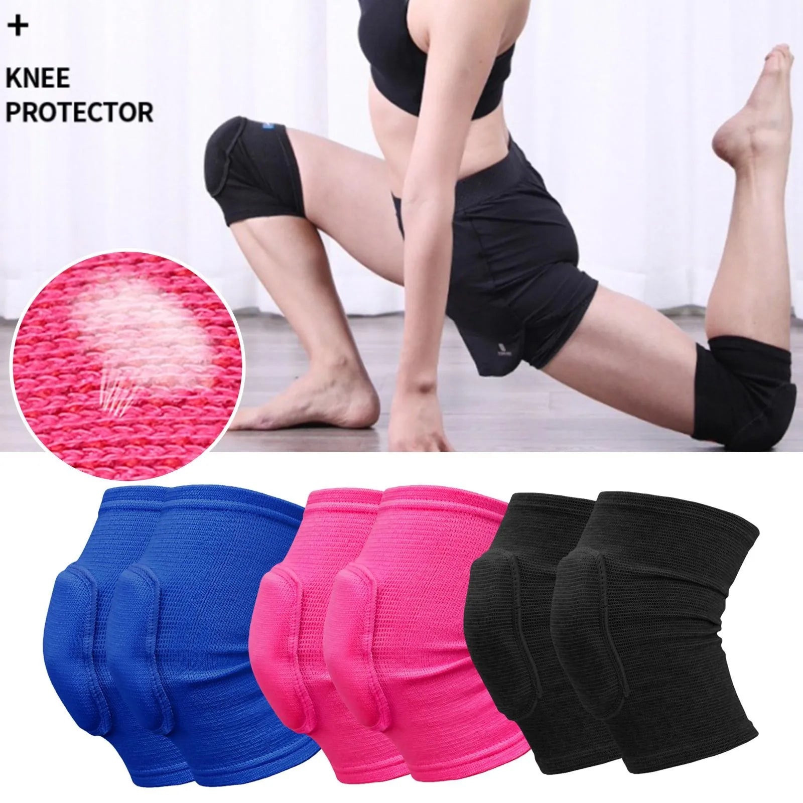 Sheromom's 2pcs Sports Compression Knee Pads Elastic Knee Protector Thickened Sponge Knee Brace Support for Dancing Workout Training