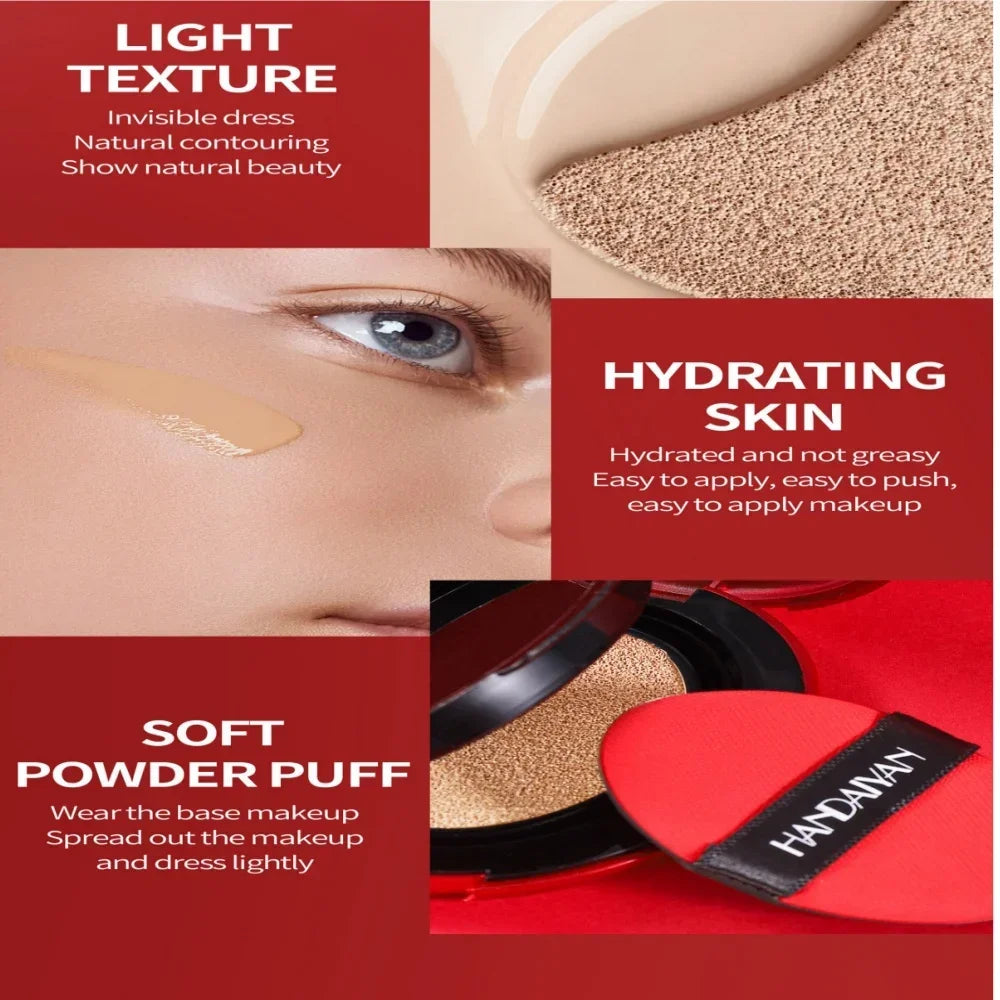 Sheromom's Korean Air Cushion Foundation - Light Natural Moisturizing Concealer Whitening Oil-Control Women's Long-lasting Makeup Base