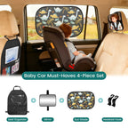 Sheromom's Baby Car Essentials Starter Kit | Backseat Organizer + 2 Sunshades + 2 Hooks + Rear Mirror