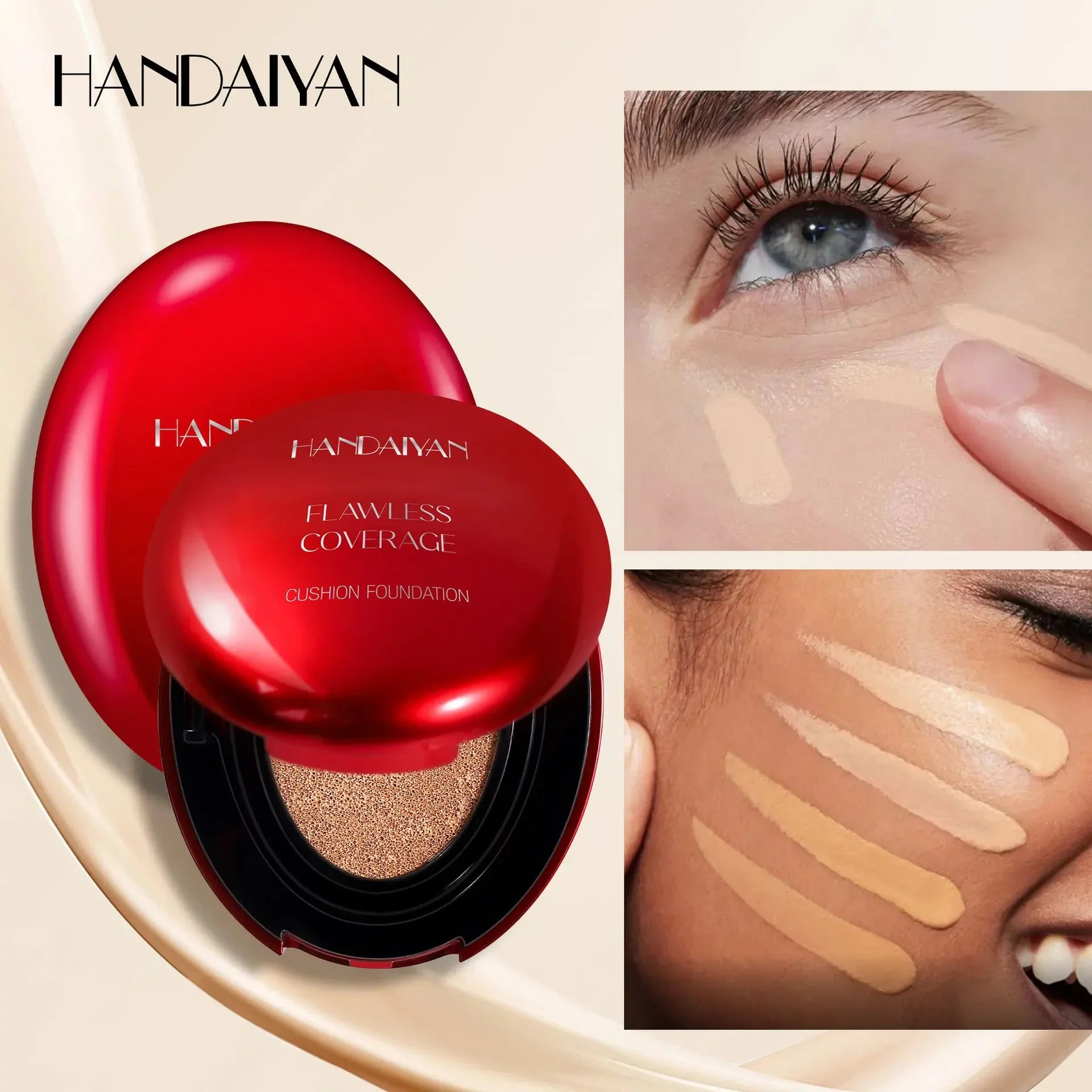 Sheromom's Korean Air Cushion Foundation - Light Natural Moisturizing Concealer Whitening Oil-Control Women's Long-lasting Makeup Base