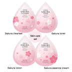 Sheromom's 4pcs Green Tea Skin Care Sets Trial Pack Korean Cosmetics Acne Treatment Face Cream Eye Cream Face Care Set for Women Sakura Kit