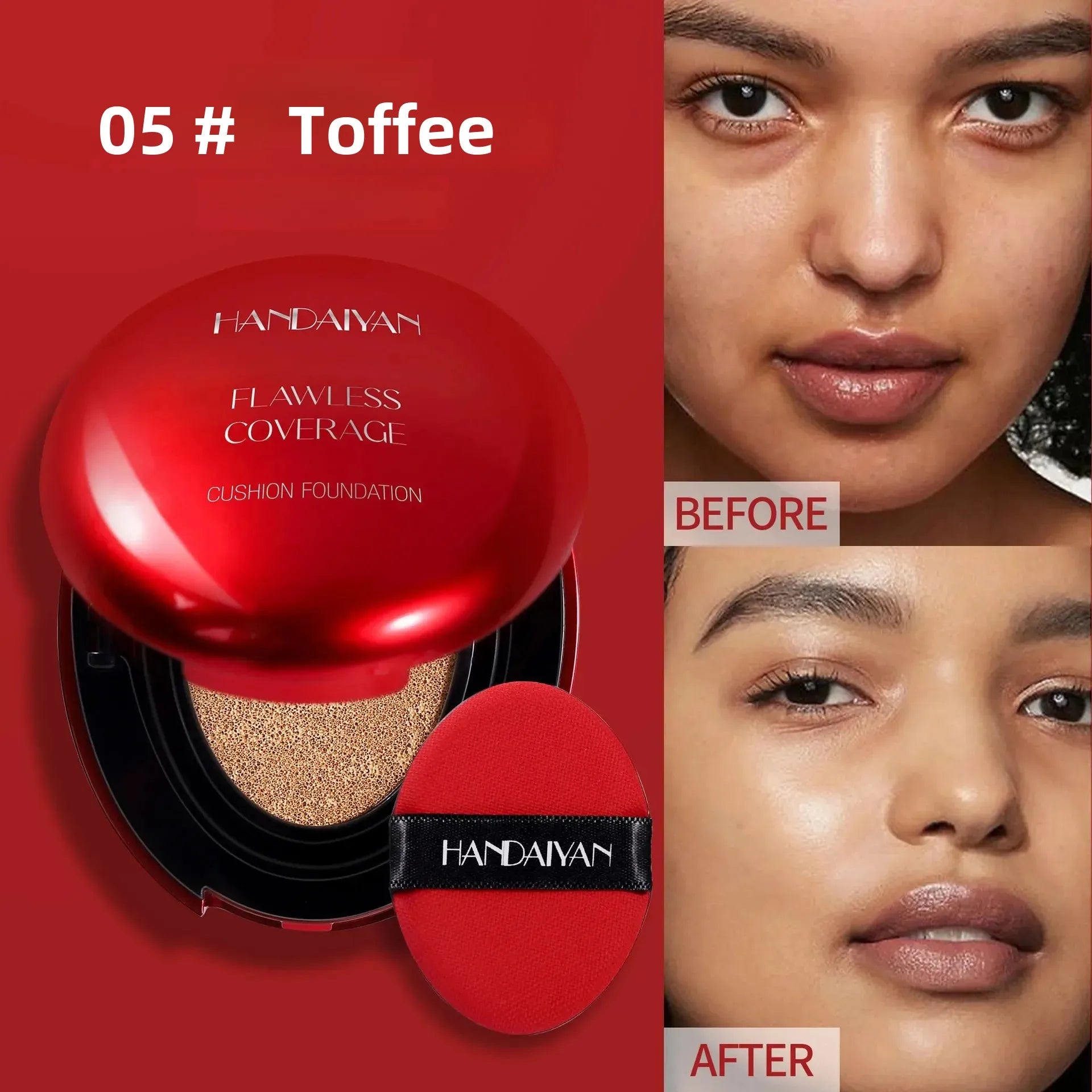 Sheromom's Korean Air Cushion Foundation - Light Natural Moisturizing Concealer Whitening Oil-Control Women's Long-lasting Makeup Base