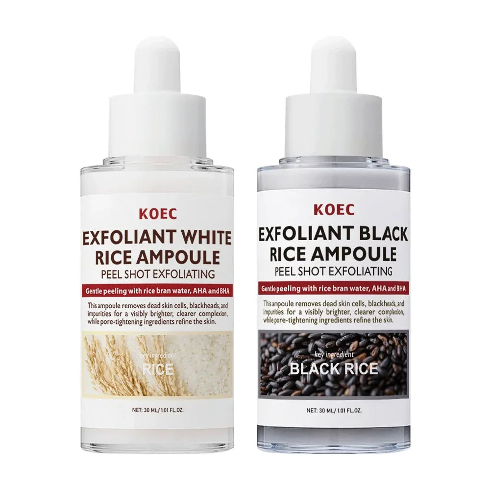 Sheromom's 30ml Korean White And Black Rice Exfoliating Hydrating Essence Brightening Remove Dead Skin Blackhead Soften Serum Skin Care