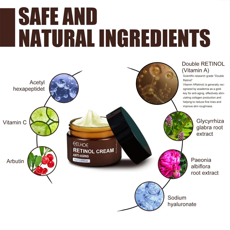 Sheromom's Retinol Wrinkle Remover Face Cream Firming Lifting Anti-Aging Fade Fine Lines Moisturizing Whitening Skin Care Korean Cosmetics