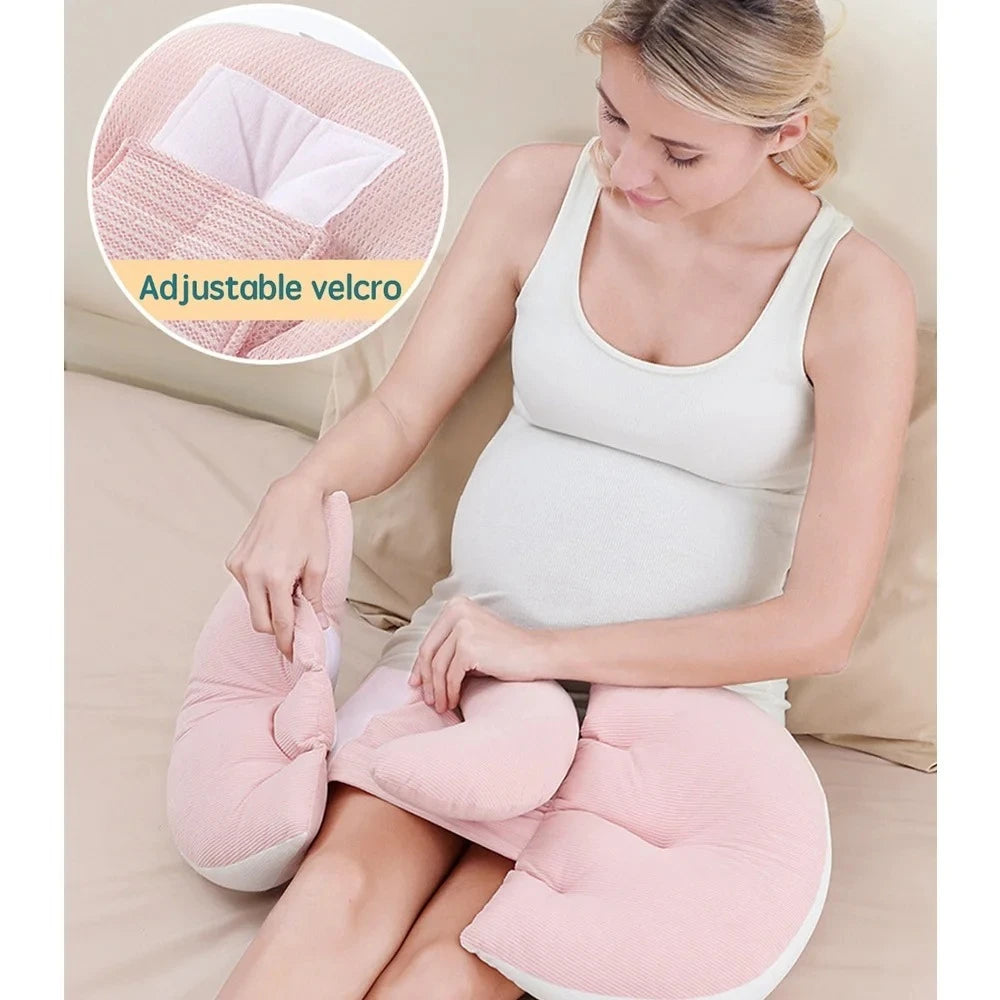 Sheromom's Pregnancy Pillow with 1pc Free an Auxiliary Pillow Cotton Waist Support Pillow for Pregnant Women Sleeping Body Pillow