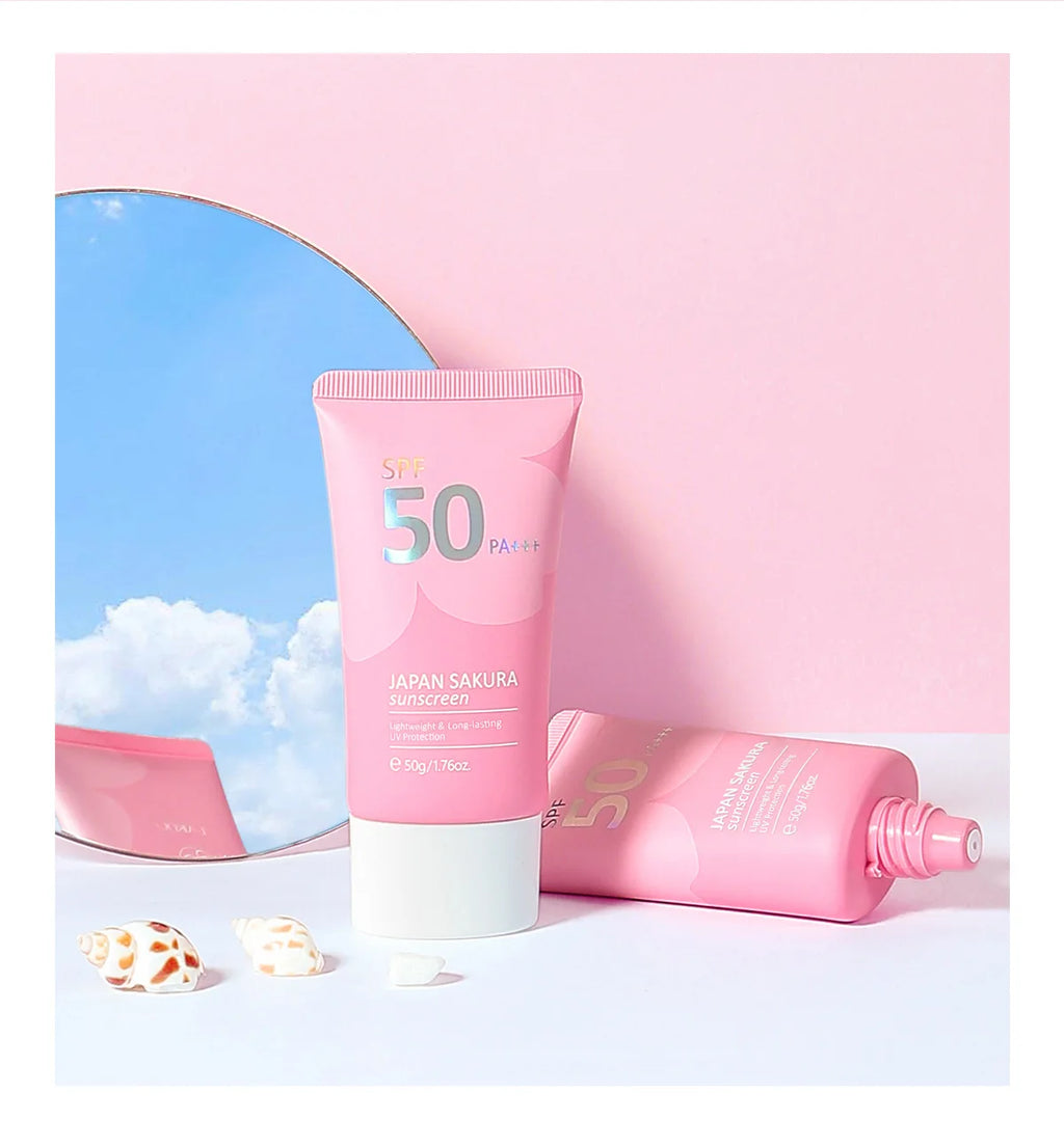 Sheromom's Sakura Facial Cleaner Korean Face Serum Exfoliating Peeling Gel Moisturize Toner Eye Cream Sunscreen Cosmetics Skin Care Set