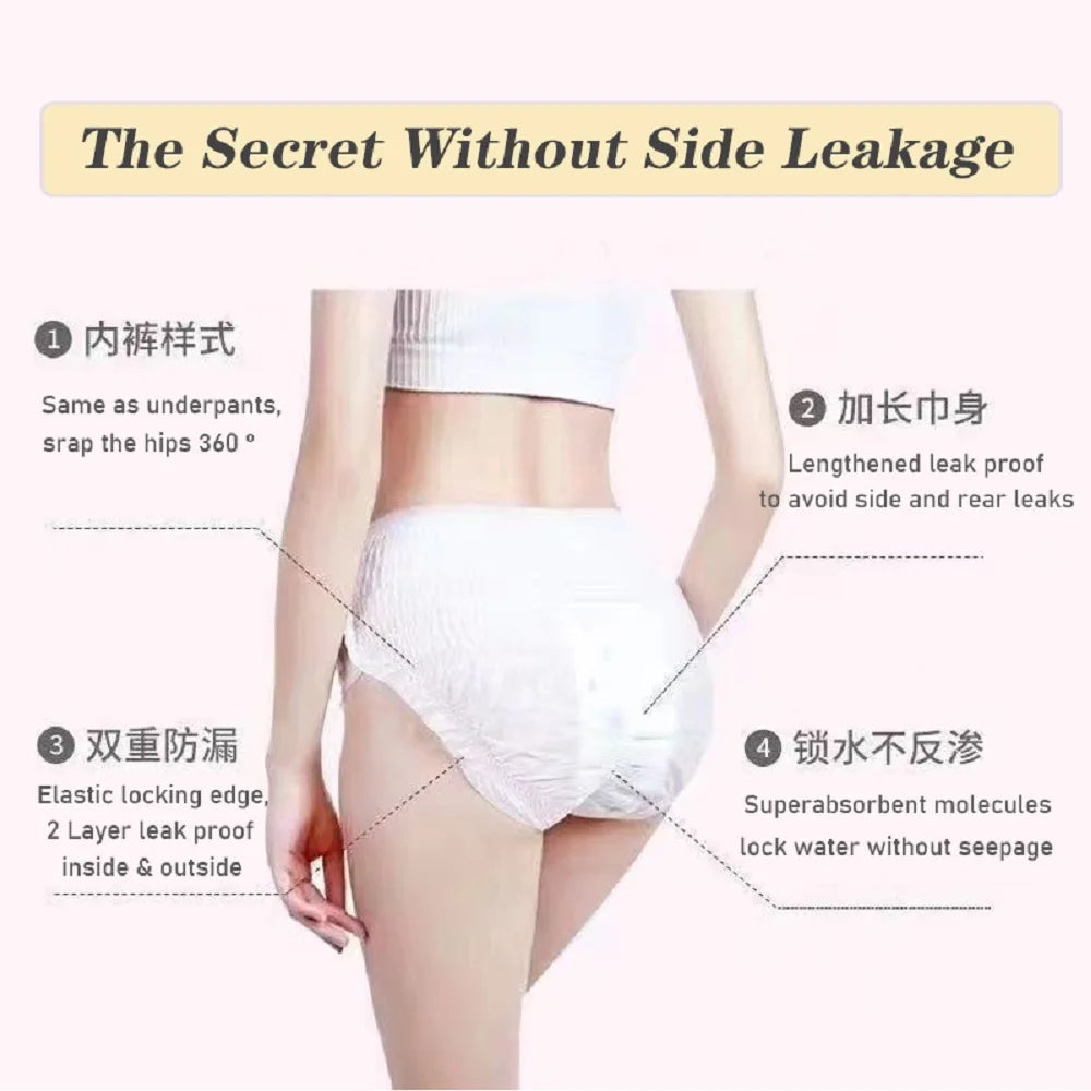Sheromom's 10pc/pack Large Size Disposable Menstrual Pad Underpants for Women Quick Absorption Postpartum Panties Adult Incontinence Briefs