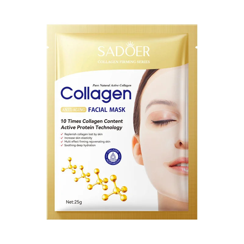 Sheromom's 10PCS Collagen Anti-Wrinkle Facial Mask Anti-Aging Fade Fine Lines Firm Skin Moisturizing Brightening Skincare Korean Cosmetics