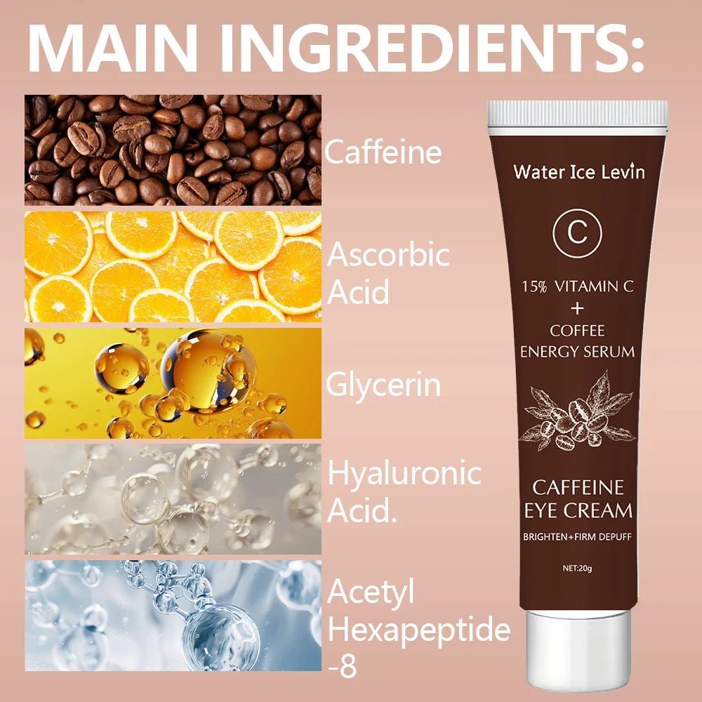 Sheromom's Caffeine Recovery eye Cream with 15% Vitamin C to Lighten dark circles and Tighten Skin Instant Eye Repair Essence Women's Eye Care