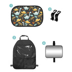 Sheromom's Baby Car Essentials Starter Kit | Backseat Organizer + 2 Sunshades + 2 Hooks + Rear Mirror