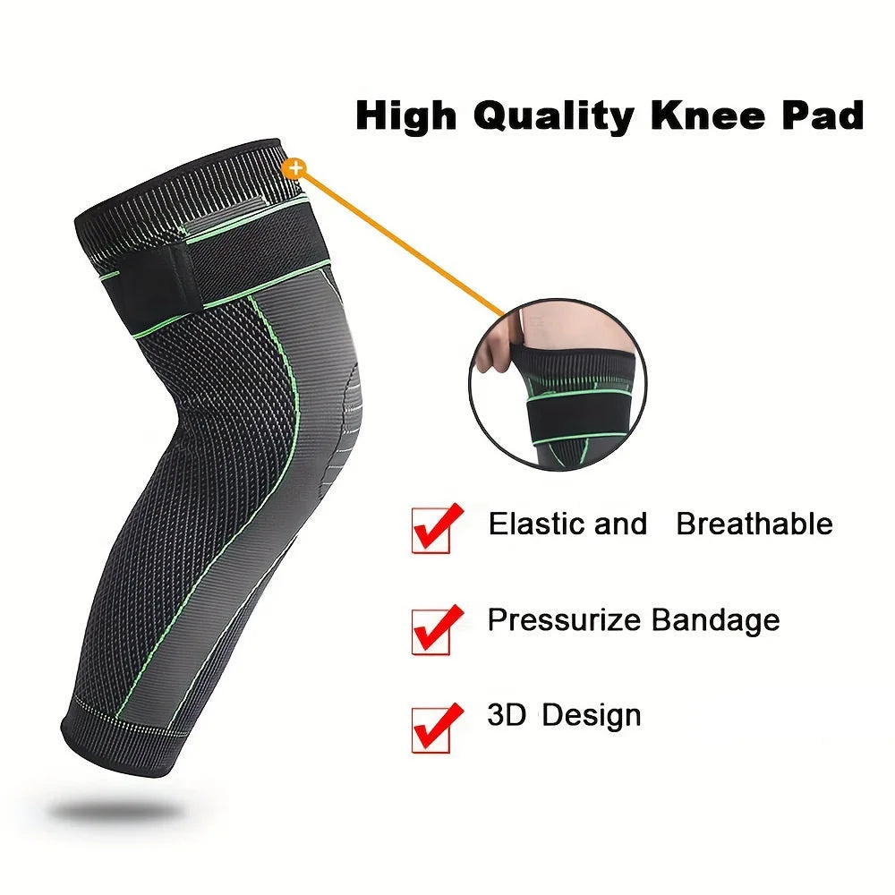 Sheromom's 1/2 Pcs Compression Knee Pads Support Lengthen Stripe Sport Sleeve Arthritis Joint Pain Protector Elastic Kneepad Brace
