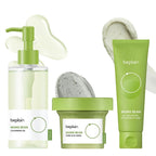 Sheromom's Korean Beplain Mung Bean PH-Balanced Cleansing Foam,Pore Care Serum Gentle Cleansing Oil and Face Clay Mask Facial Skincare Set