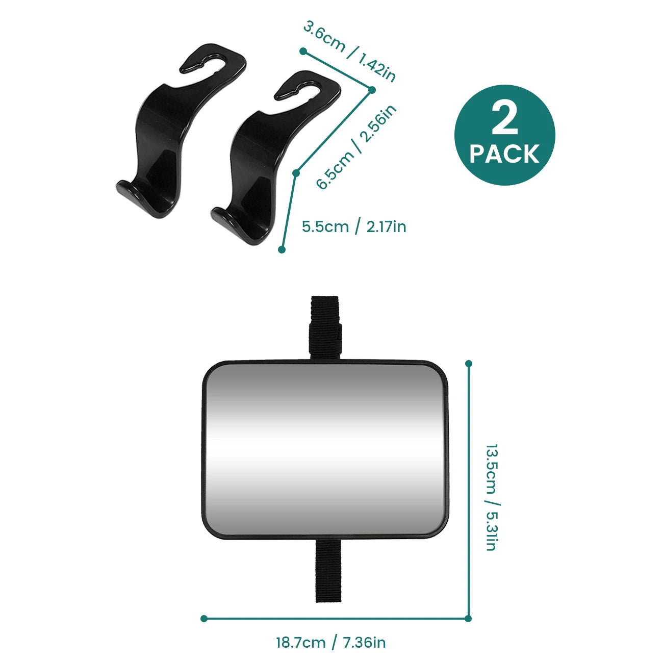 Sheromom's Baby Car Essentials Starter Kit | Backseat Organizer + 2 Sunshades + 2 Hooks + Rear Mirror