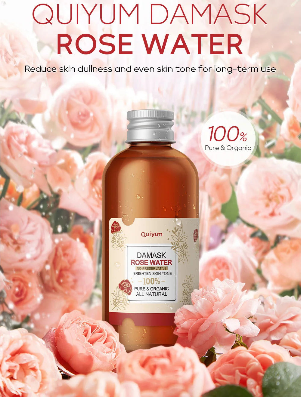 Sheromom's Face Care Rose Water Nourishing Skin Improve Dullness Anti Aging Facial Toner Damask Korean Skincare Products 100ml