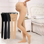 Sheromom's Soft Velvet Tights For Pregnant Women Adjustable High Waist Maternity Pantyhose U-shaped Belly Support Leggings Spring Autumn
