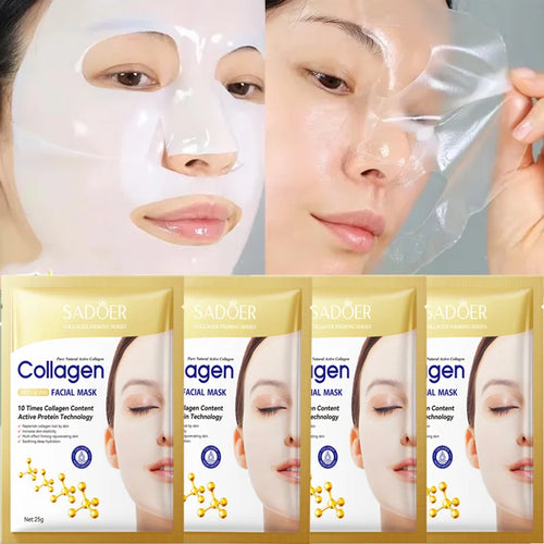 Sheromom's 10PCS Collagen Anti-Wrinkle Facial Mask Anti-Aging Fade Fine Lines Firm Skin Moisturizing Brightening Skincare Korean Cosmetics