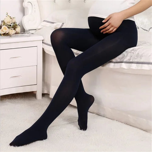 Sheromom's Soft Velvet Tights For Pregnant Women Adjustable High Waist Maternity Pantyhose U-shaped Belly Support Leggings Spring Autumn