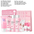 Sheromom's Sakura Facial Cleaner Korean Face Serum Exfoliating Peeling Gel Moisturize Toner Eye Cream Sunscreen Cosmetics Skin Care Set