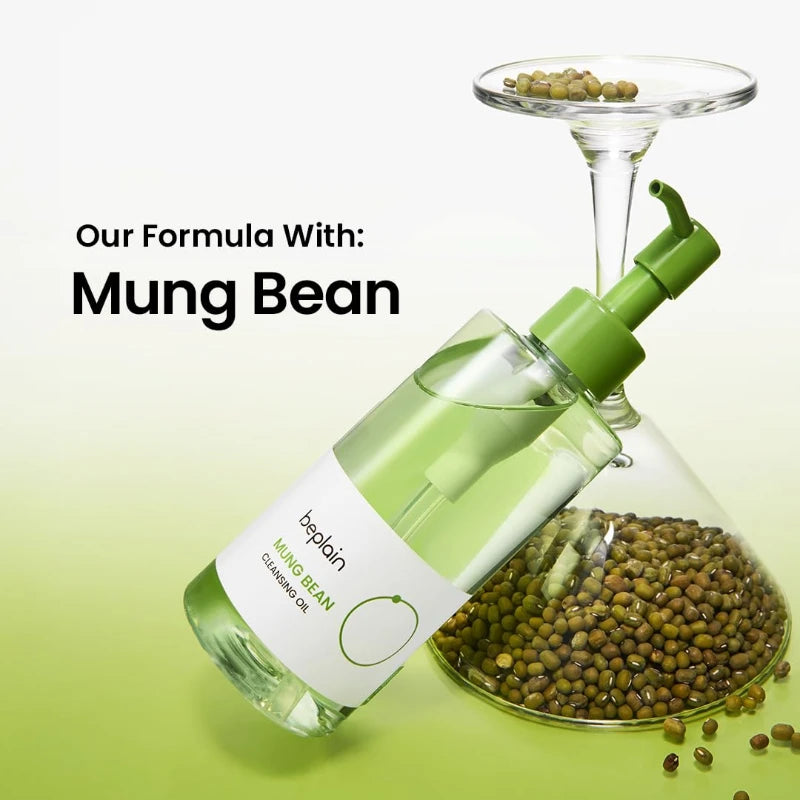 Sheromom's Korean Beplain Mung Bean PH-Balanced Cleansing Foam,Pore Care Serum Gentle Cleansing Oil and Face Clay Mask Facial Skincare Set