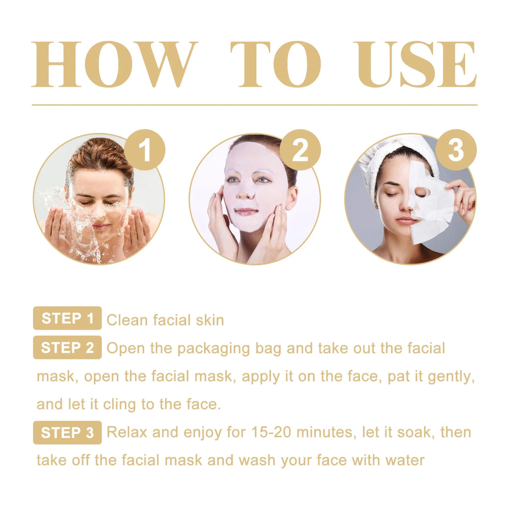 Sheromom's 10PCS Collagen Anti-Wrinkle Facial Mask Anti-Aging Fade Fine Lines Firm Skin Moisturizing Brightening Skincare Korean Cosmetics