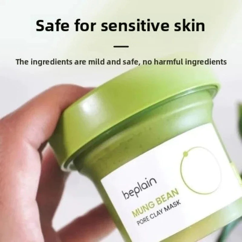 Sheromom's Korean Beplain Mung Bean PH-Balanced Cleansing Foam,Pore Care Serum Gentle Cleansing Oil and Face Clay Mask Facial Skincare Set