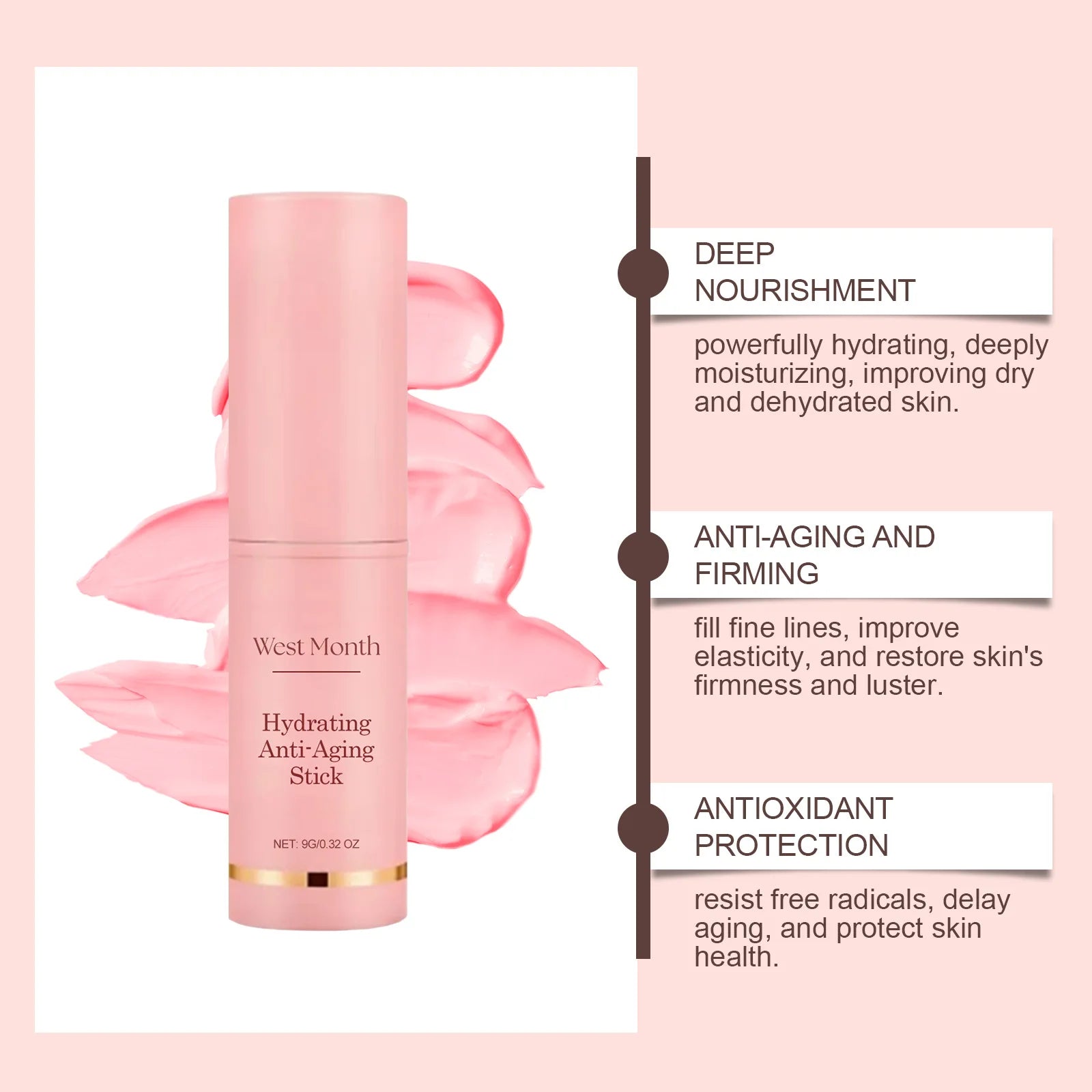 Sheromom's Collagen Wrinkle Removal Multi Bounce Balm Stick Instant Anti-Aging Firming Lift Brighten Facial Dull Skin Moisturizer Cosmetics