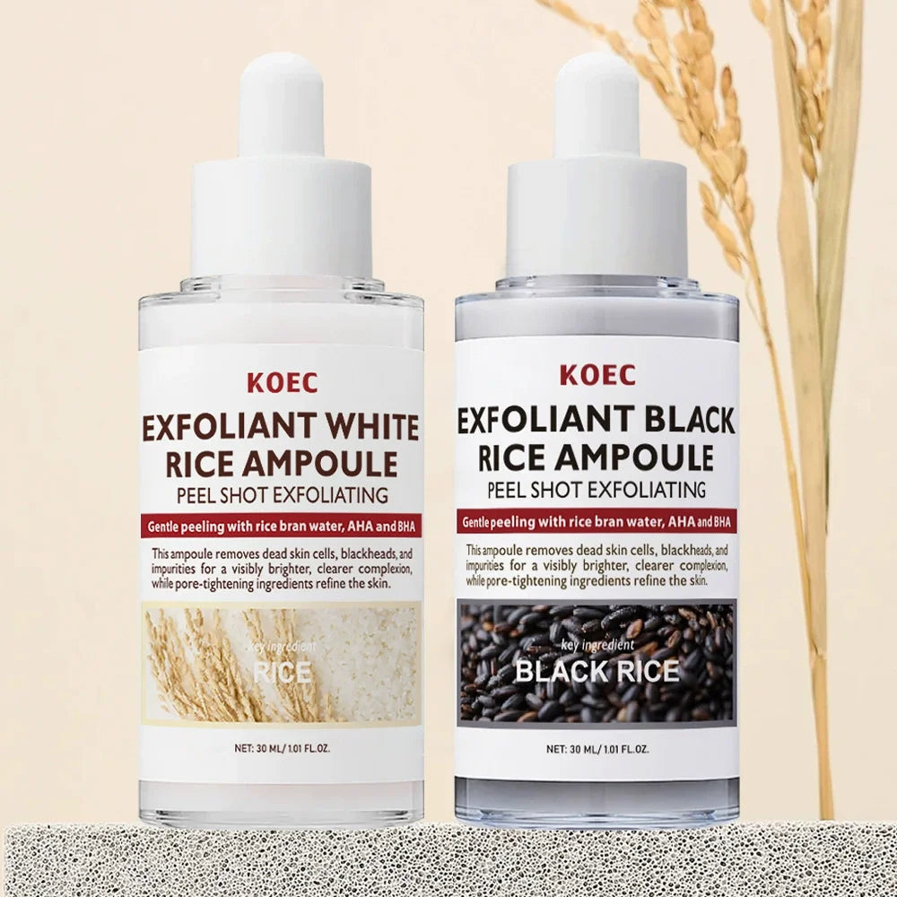 Sheromom's 30ml Korean White And Black Rice Exfoliating Hydrating Essence Brightening Remove Dead Skin Blackhead Soften Serum Skin Care
