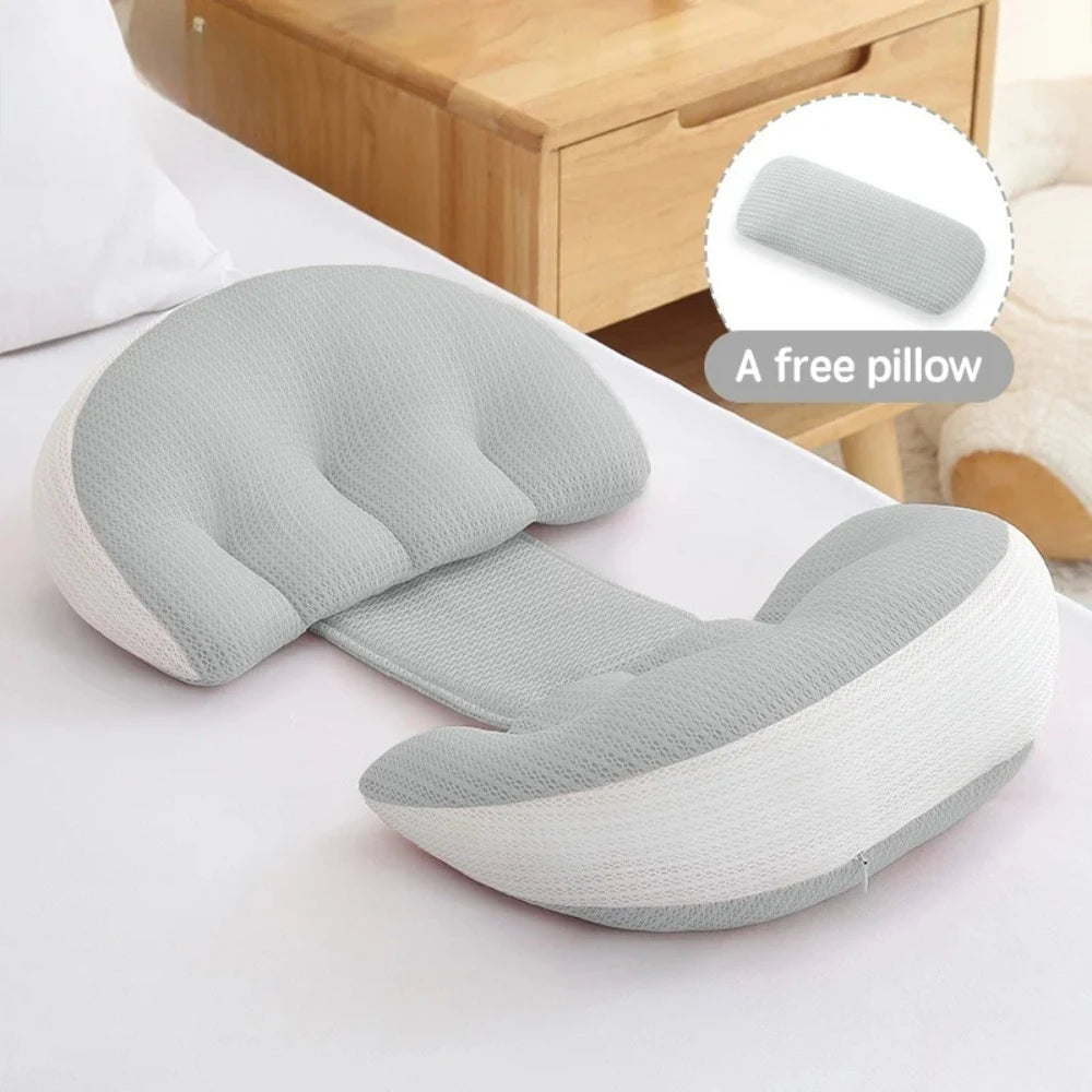 Sheromom's Pregnancy Pillow with 1pc Free an Auxiliary Pillow Cotton Waist Support Pillow for Pregnant Women Sleeping Body Pillow