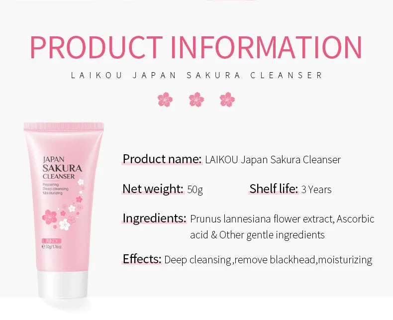 Sheromom's Sakura Facial Cleaner Korean Face Serum Exfoliating Peeling Gel Moisturize Toner Eye Cream Sunscreen Cosmetics Skin Care Set