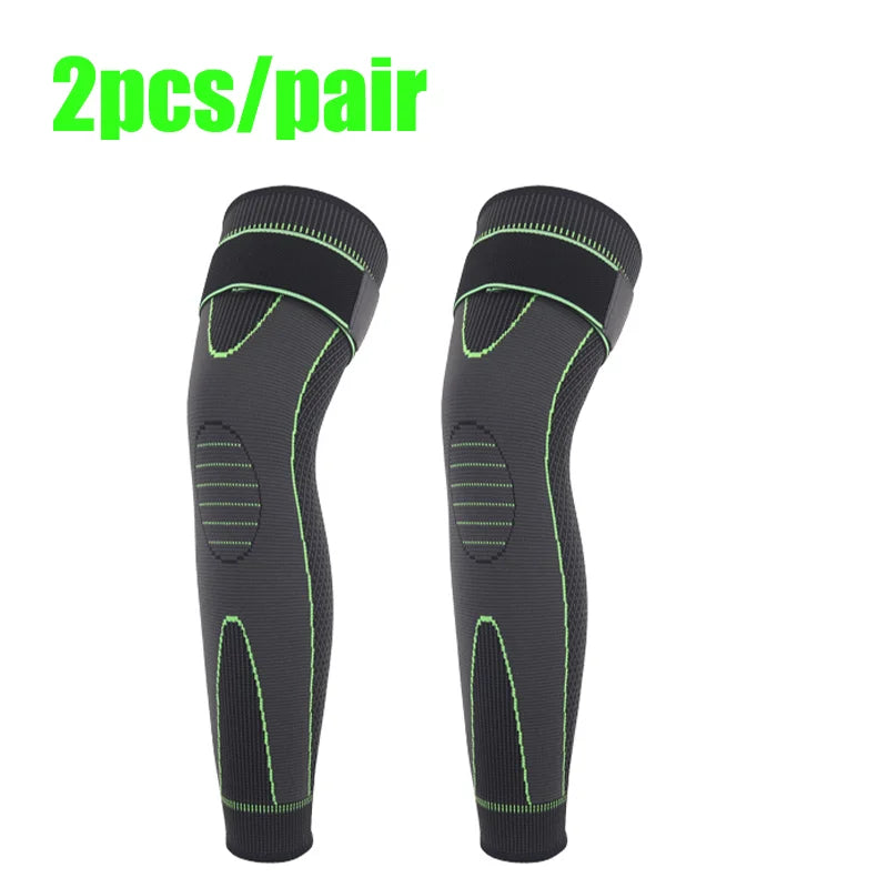 Sheromom's 1/2 Pcs Compression Knee Pads Support Lengthen Stripe Sport Sleeve Arthritis Joint Pain Protector Elastic Kneepad Brace