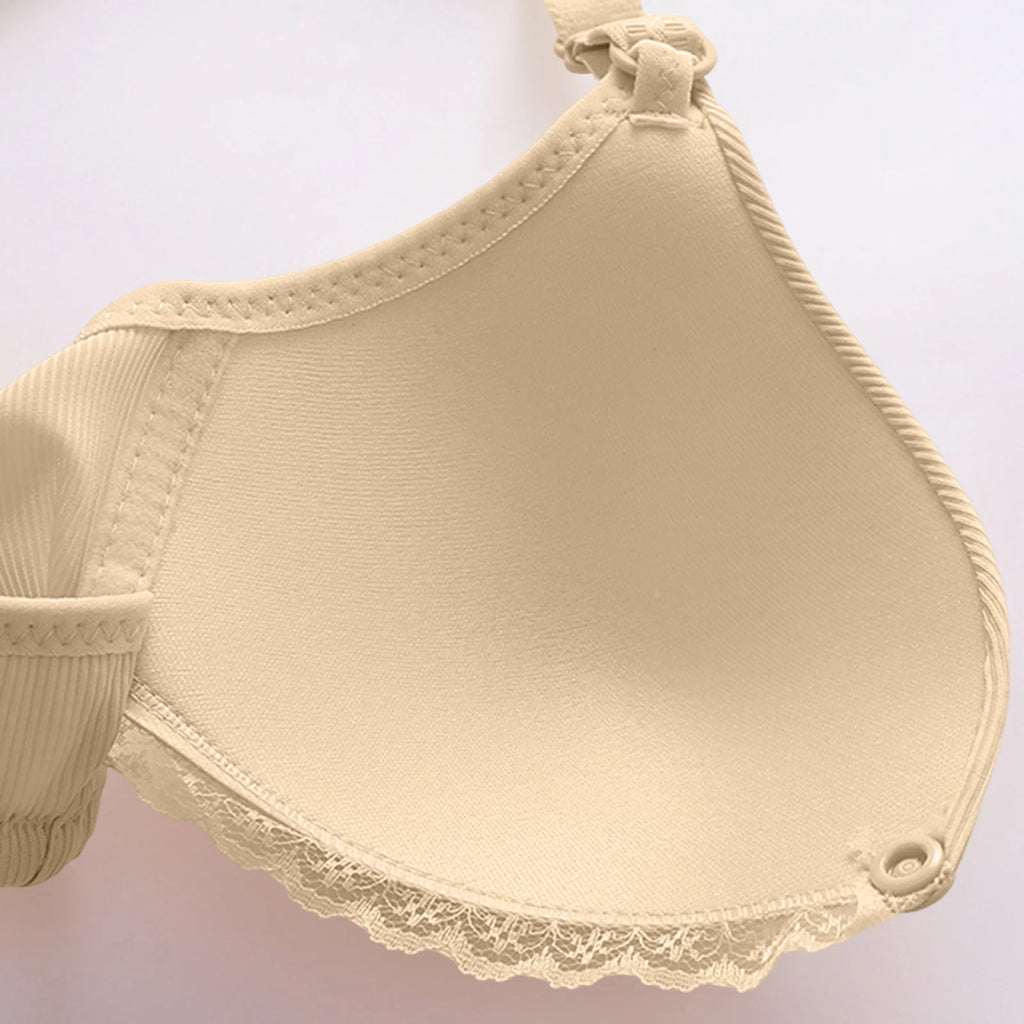 Postpartum Feeding Women Lingerie Practical Dusty Pink Ribbed Bra Maternity Nursing Front Closure Lightweight Push Up Underwear