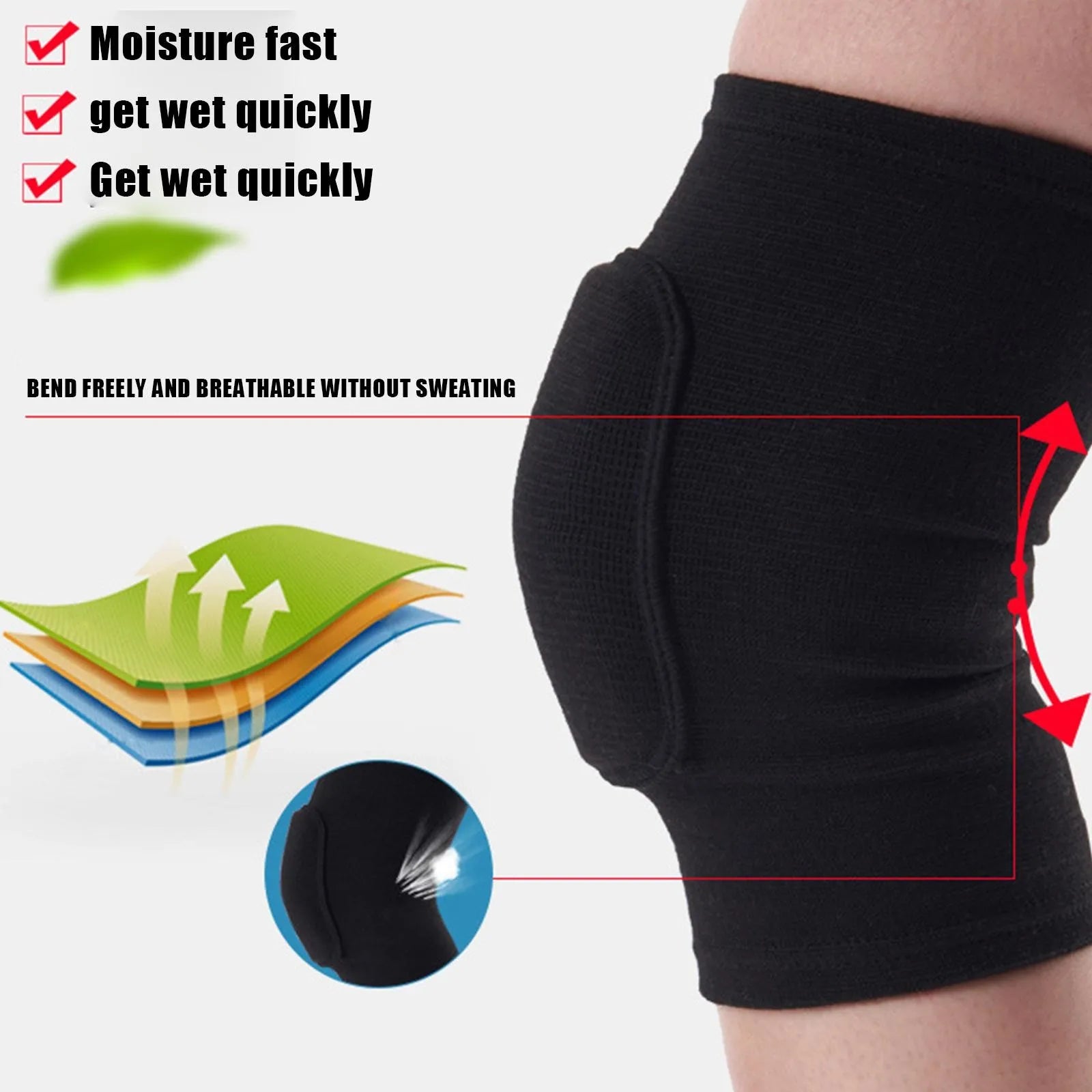 Sheromom's 2pcs Sports Compression Knee Pads Elastic Knee Protector Thickened Sponge Knee Brace Support for Dancing Workout Training