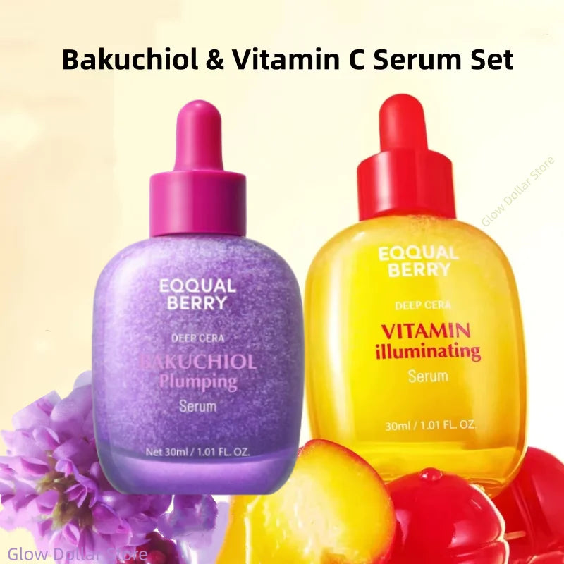 Sheromom's Korean Skin Care Vitamin Illuminating & Bakuchiol Face Serum Vitamin C Niacinamide Anti-Aging Serum Brightening Firm Skin 30ml