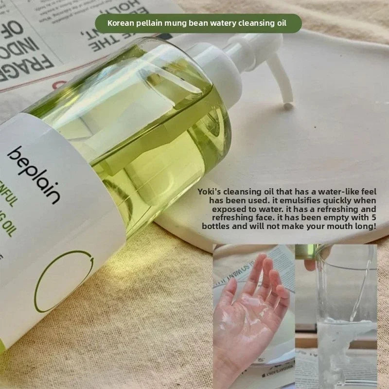 Sheromom's Korean Beplain Mung Bean PH-Balanced Cleansing Foam,Pore Care Serum Gentle Cleansing Oil and Face Clay Mask Facial Skincare Set