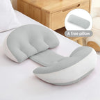 Sheromom's Pregnancy Pillow with 1pc Free an Auxiliary Pillow Cotton Waist Support Pillow for Pregnant Women Sleeping Body Pillow