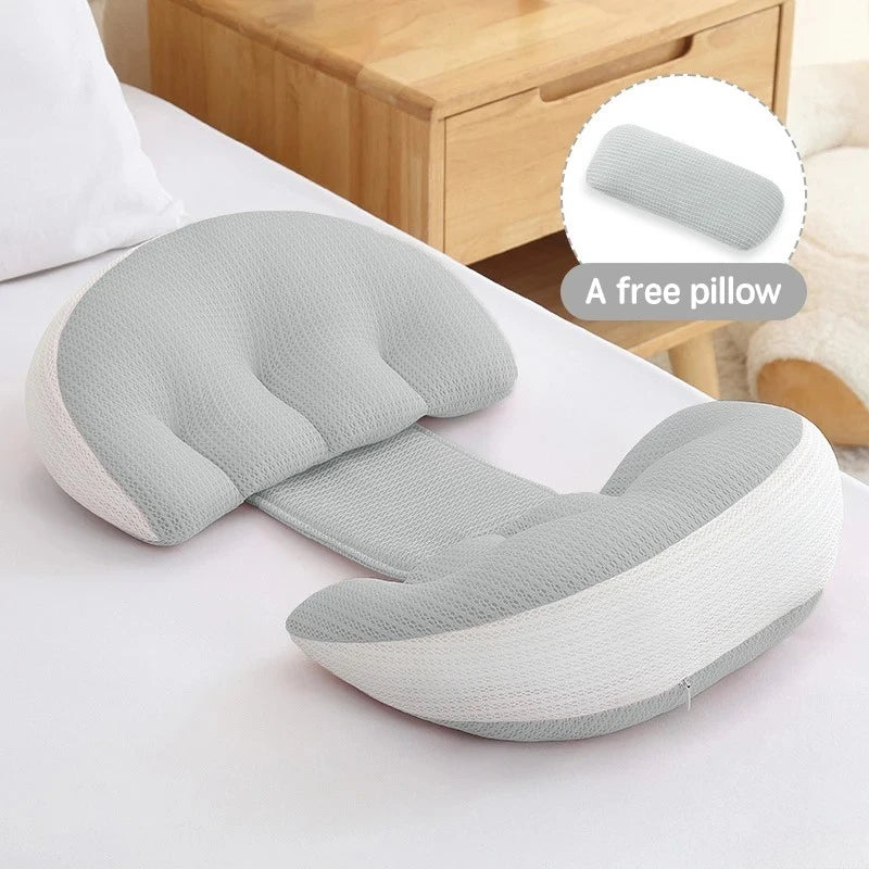 Sheromom's Pregnancy Pillow with 1pc Free an Auxiliary Pillow Cotton Waist Support Pillow for Pregnant Women Sleeping Body Pillow