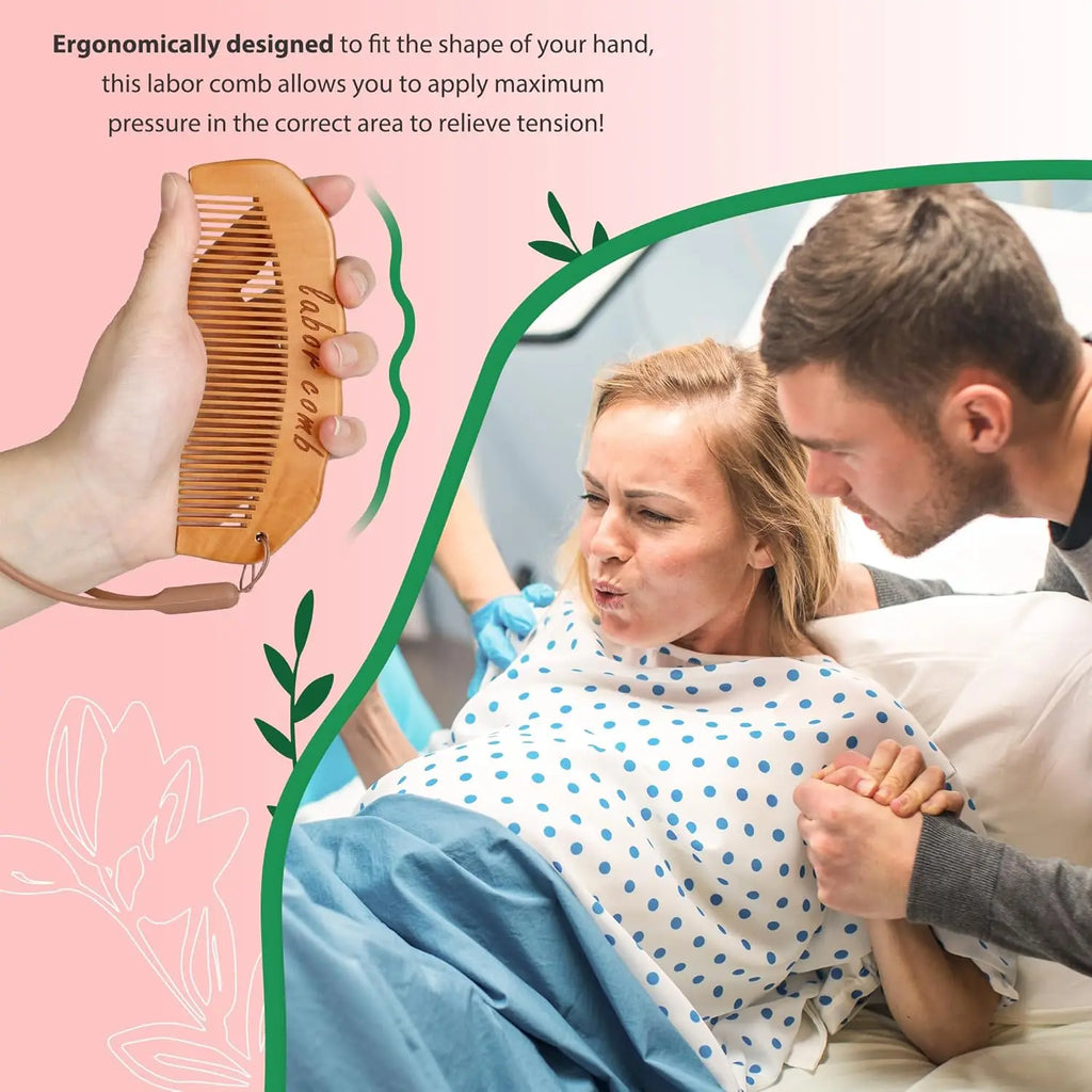 Sheromom's 3/2/1pcs Birth Comb & Massage Roller Ball Kit for Women Labor and Delivery Essentials, Wooden Labor Comb Pregnancy Must Haves