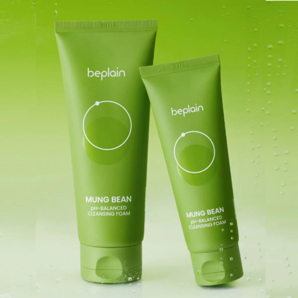 Sheromom's Korean Beplain Mung Bean PH-Balanced Cleansing Foam,Pore Care Serum Gentle Cleansing Oil and Face Clay Mask Facial Skincare Set