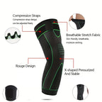 Sheromom's 1/2 Pcs Compression Knee Pads Support Lengthen Stripe Sport Sleeve Arthritis Joint Pain Protector Elastic Kneepad Brace