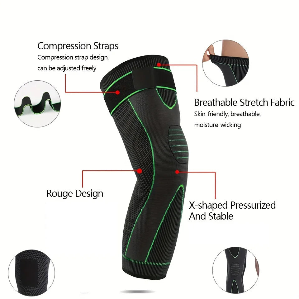 Sheromom's 1/2 Pcs Compression Knee Pads Support Lengthen Stripe Sport Sleeve Arthritis Joint Pain Protector Elastic Kneepad Brace